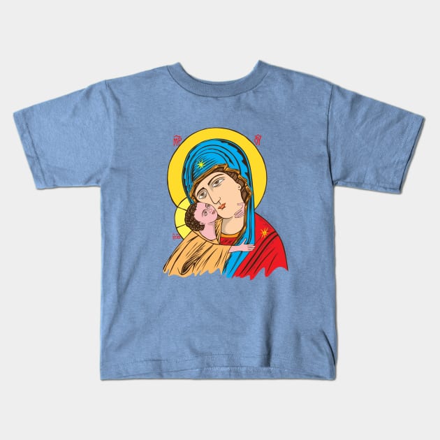 Virgin Mary and Little Christ Kids T-Shirt by martinussumbaji